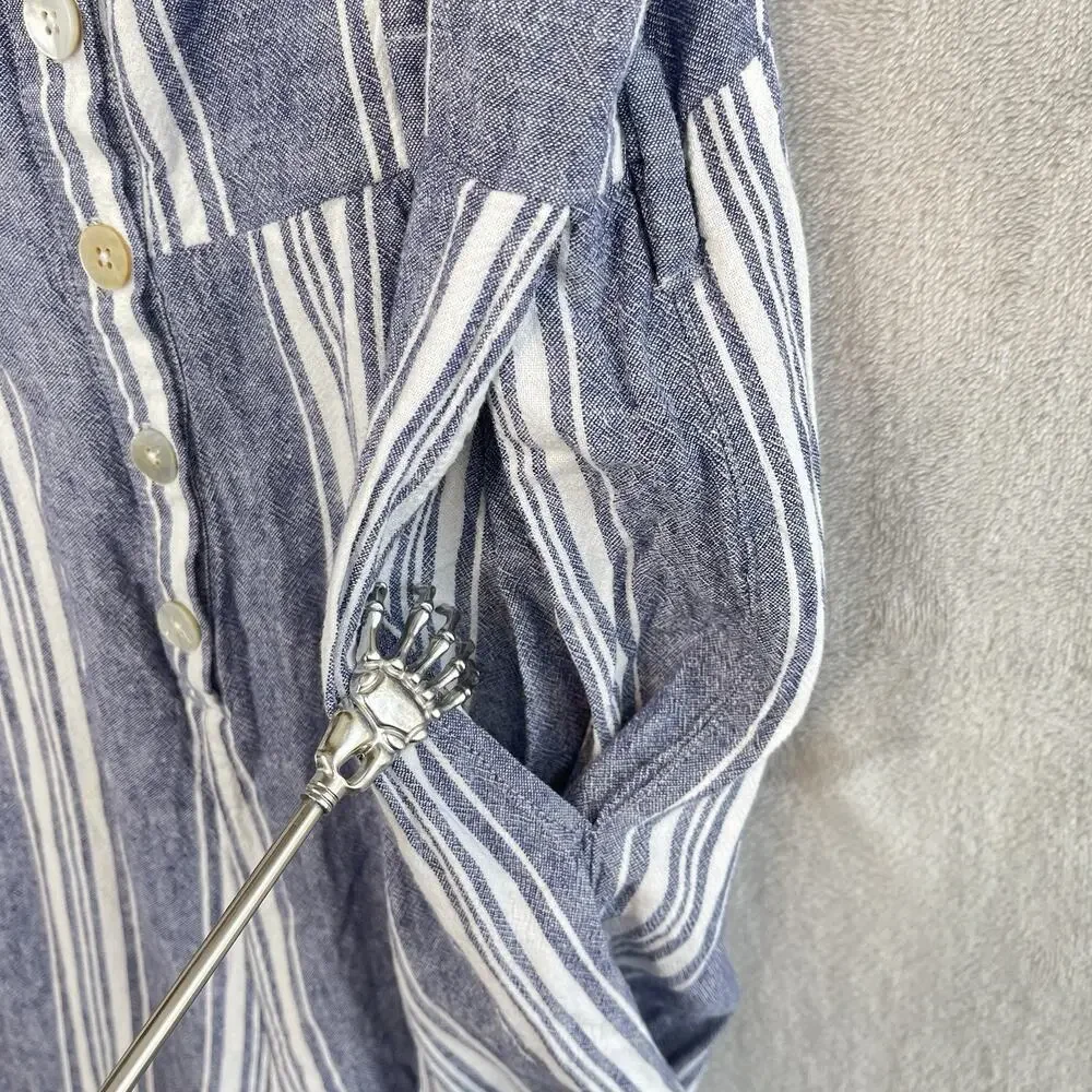 Rails Kyra Seaport Stripe Linen Blend Jumpsuit Large Quiet Luxury Summer Resort - Picture 6 of 16